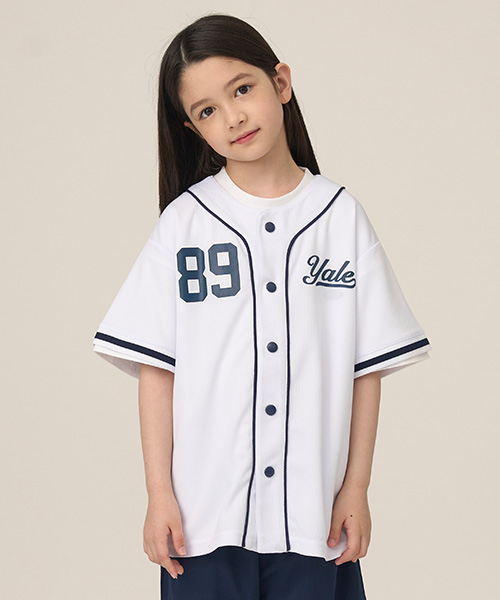 [예일키즈] 레터링 라운드 오픈 반팔 셔츠 A5M007_네이비 130